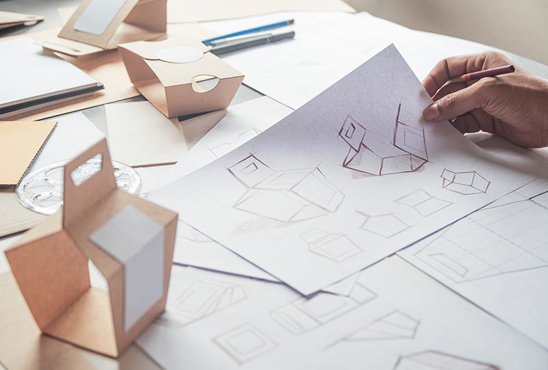 Croquis et prototypes dâemballages en carton pour une conception optimisÃ©e