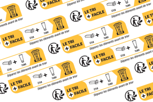 Illustration des consignes Info-tri avec pictogrammes « Le tri + facile » pour séparer les éléments avant de trier.